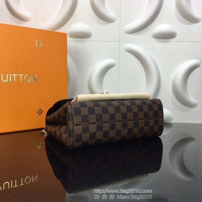 路易威登LV 頂級原單 N40113白色 SAINT PLACIDE手袋 Damier Ebène帆布 搭配小牛皮和優雅褶皺 多用手袋 肩背斜挎包  YDH2572